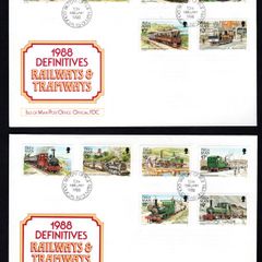 1988 Isle of Man Manx Railways and Tramways Low and Medium Values Definitive Stamps First Day Cover (FDC)