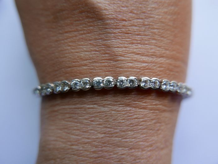 Vintage Sterling Silver 925 Round CZ Tennis Bracelet length 8" - 11,3g