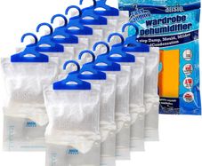 Wardrobe Dehumidifier Disposable Hanging Bags Pack of 12 Room Moisture Absorber Condensation Remover for Damp, Mould in Home, Bathroom, Window, House, Kitchen, Bedroom Interior Traps