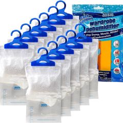 Wardrobe Dehumidifier Disposable Hanging Bags Pack of 12 Room Moisture Absorber Condensation Remover for Damp, Mould in Home, Bathroom, Window, House, Kitchen, Bedroom Interior Traps