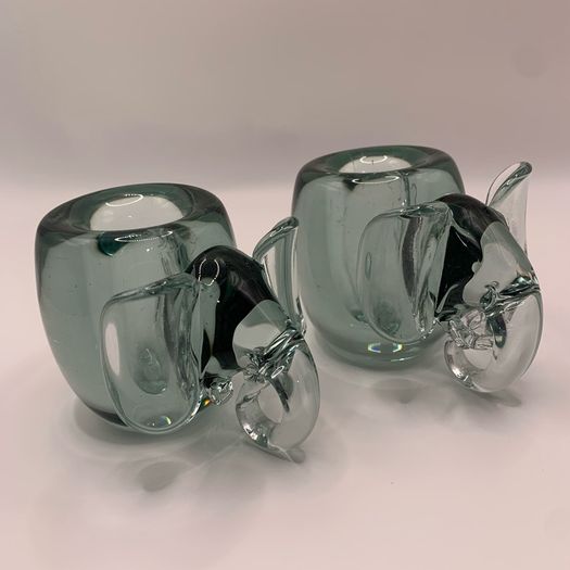 Vintage art glass Elephant shape Candholders