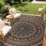 Washable Rugs for Living Room 160x230cm Mandala Easy Jute Rug Indoor Outdoor Patio Rug Farmhouse Neutral No Shed Carpet for Bedroom Backyard,Black Brown Hessian Sisal Look Image 2