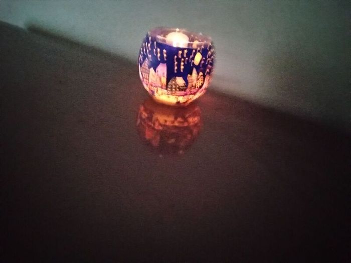 Christmas glass tea light holder