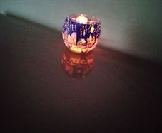Christmas glass tea light holder