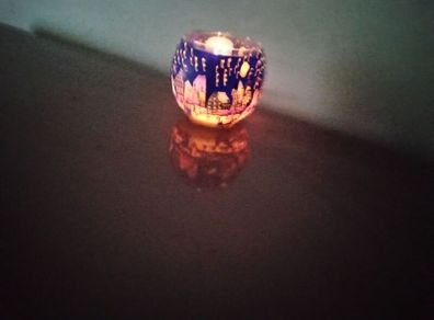 Christmas glass tea light holder