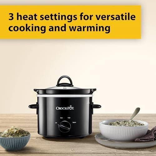Slow Cooker | Removable Easy-Clean Ceramic Bowl | 1.8 L Small Slow Cooker (Serves 1-2 People) | Energy Efficient | Black