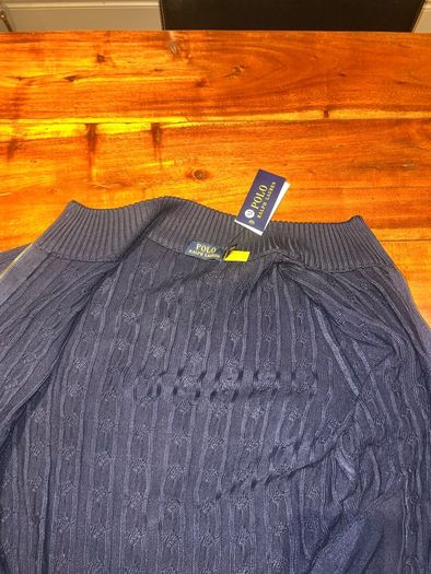Polo Ralph Lauren Cable Knit Zip Cardigan Navy Blue