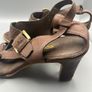 ECCO Ladies Brown Leather High Heel Sandals Size 9 EU40 Image 8