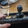 Unique find: Vintage Anthracite Coal/coal miner Brass Writing Pen Stand Desk Image 4