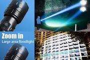 Super Bright LED Retractable Strong Light Flashlight, Outdoor Mountaineering Super Bright with Shoulder Strap Flashlight, with Digital Power Display,