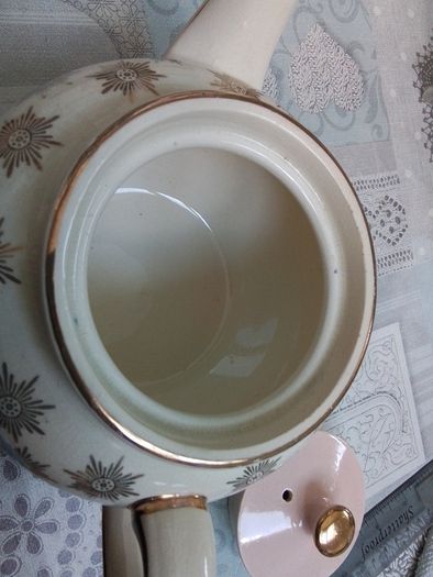 Sadler Starburst Pink & Gold Trim Teapot