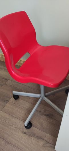 IKEA Desk & Red Swivel Chair Set Good Used Condition