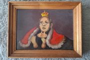 Vintage Oil Painting portrait on board signed and dated by the artist