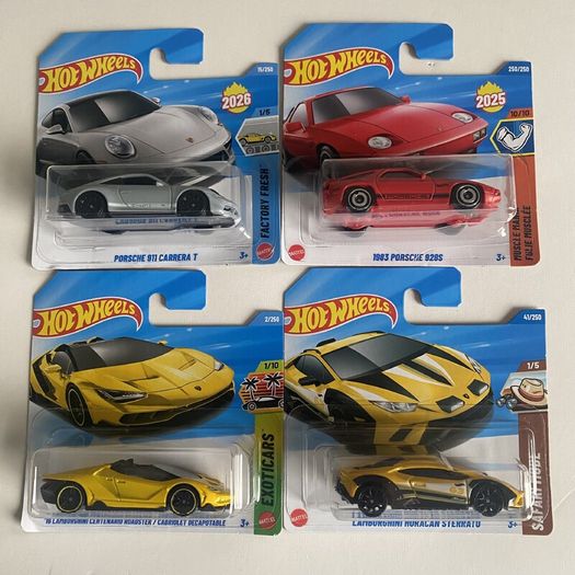Porsche 911 Carrera T/ 928S, Lamborghini Centenario/ Huracan Sterrato - Hot wheels