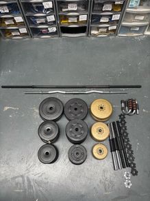 Complete Home Gym Starter Set Adjustable Bench, Bars & 56kg Weights