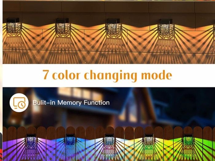 Solar Fence Lights, 6 Pack Garden Solar Fence Lights with Warm White and Multi-Colour Changing Modes