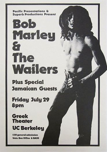 Bob Marley & The Wailers Greek Theater 1977 Poster