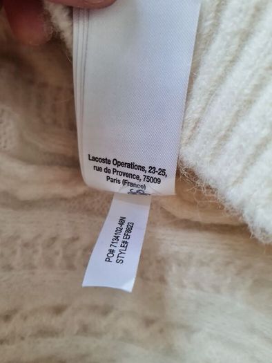 Lacoste alpaca wool Knitted long jumper Size 10 eu 38 cream in new condition