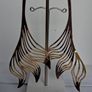 Gold Wavy Sculpted Fluid Leaf Earrings Image 8