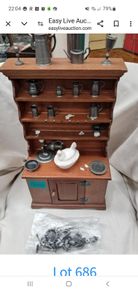 Vintage Miniature Dresser with pewter utensils