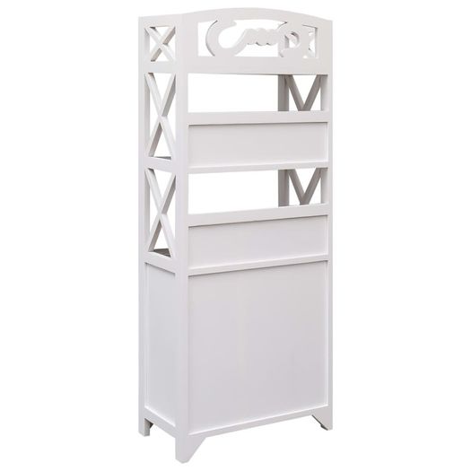 Bathroom Cabinet White and Grey 46x24x116 cm Paulownia Wood