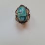 ringVintage Egyptian Hallmarked Solid Silver Scarab Beetle Ring Faience Scarab Image 7