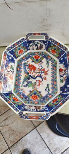 Japanese Antique Octagonal Dish, Amari Fukagawa, Stamped, Excellent Condition .
