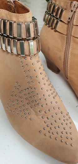 JEFFREY CAMPBELL Benater Nude Leather ankle boots Sz 8UK - Rrp 205 (New)