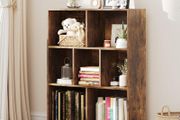 7 Cube Bookshelf, 3 Tier Modern Bookcase with Legs, 31 inch Wooden Book Shelf