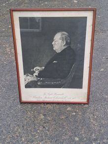 Midcentury Signed Winston Churhill Lithograph