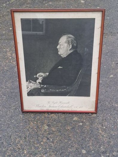 Midcentury Signed Winston Churhill Lithograph