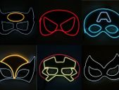Halloween LED Neon Eye Mask Costume Light Up Kids Happy Birthday Party EL Masks