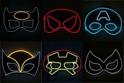 Halloween LED Neon Eye Mask Costume Light Up Kids Happy Birthday Party EL Masks
