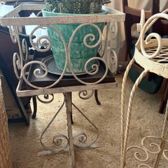 Set of 3 Vintage Wrought Iron Plant Stands / Pot Holders