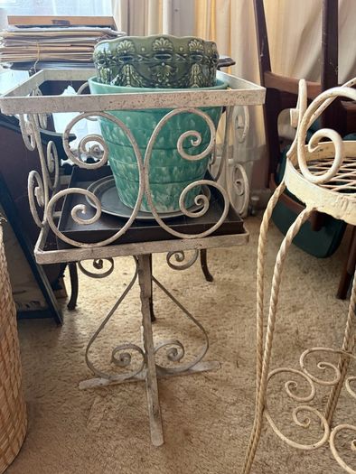 Set of 3 Vintage Wrought Iron Plant Stands / Pot Holders