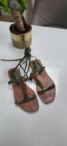 Italian leather khaki green gladiator sandals Sz 40 (Fit 7UK)