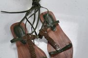 Italian leather khaki green gladiator sandals Sz 40 (Fit 7UK)
