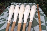 5 X Victorian Wooden Original Paint Indian Exercise Clubs(17 inches,2.5kgs)