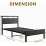 Single Bed Frame with Wooden Storage Headboard,Heavy Image 2