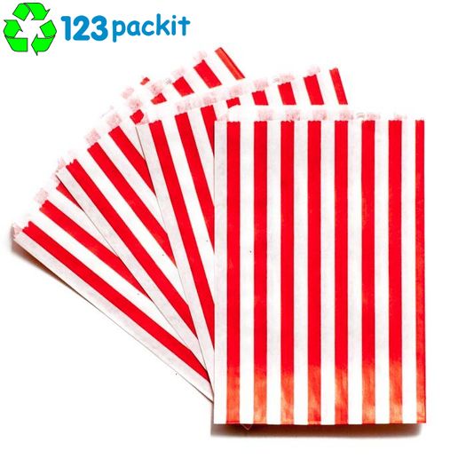 Lot of 200 pcs RED stripe sweet bags 5x7" candy shops, sweet and gifts