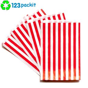 Lot of 200 pcs RED stripe sweet bags 5x7" candy shops, sweet and gifts