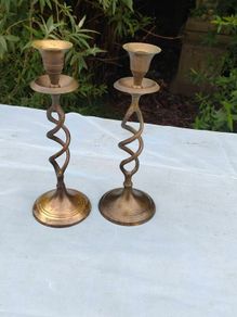 Pair of Vintage brass barley twist candle sticks