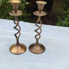 Pair of Vintage brass barley twist candle sticks