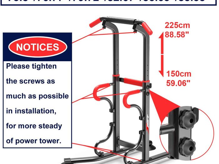 _EASY BIG Multifunctional Power Tower Adjustable Heights Workout Dip Station for Adults and Kids Home Gym Strength Training Fitness Equipment Newer Version