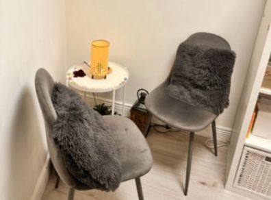 Modern Dining Set 2 Chairs + Side Table + 2 Cushions