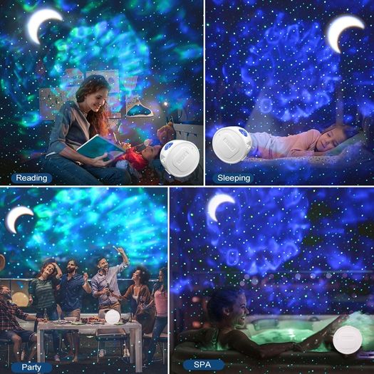Bluetooth speaker with LED Projection Lamp Galaxy Star Projector Night Light Lamp Ocean Starry Nebula/ Laser Star/ Moon Projection, USB Charging, for Wedding, Party, Kids Room, Birthday