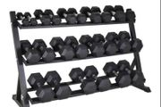 Hex Dumbbells 2.5kg - 25kg + Storage Rack