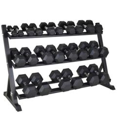 Hex Dumbbells 2.5kg - 25kg + Storage Rack