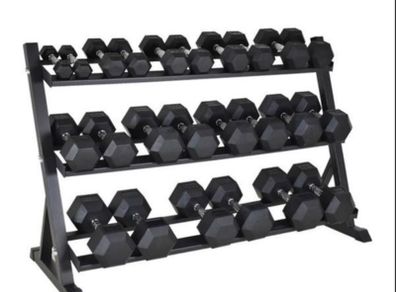 Hex Dumbbells 2.5kg - 25kg + Storage Rack