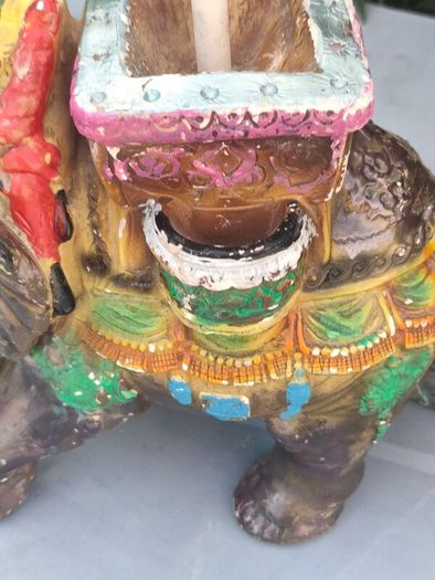 Early 20th Century Hindu Elephant plaster lamp